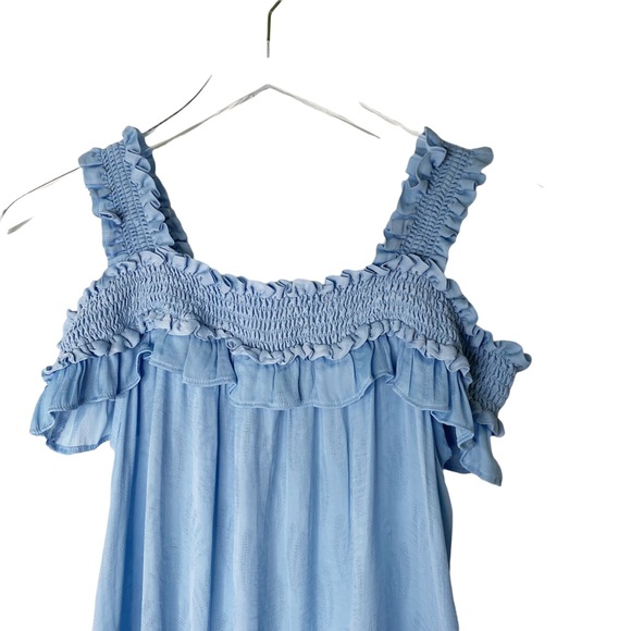 Anthropologie Off Shoulder blue flowly top size XS - Picture 5 of 9